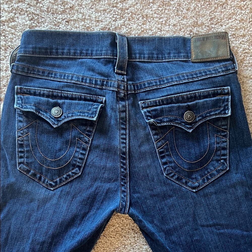 True Religion Dark Blue Denim Jeans with Flap Pockets